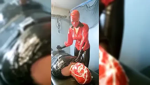Extreme Breathplay on Mummified Slave in Latex