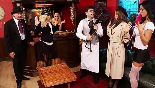 Stunning Sluts Get Some Fuck Orgy Action in a Cafe