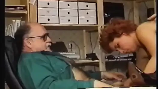 Sexy Secretary Ass Fucked and Cummed Inside and on Face by Two Big Cocks