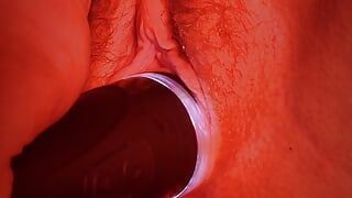 Girl masturbates with the biggest dildo she has until orgasm