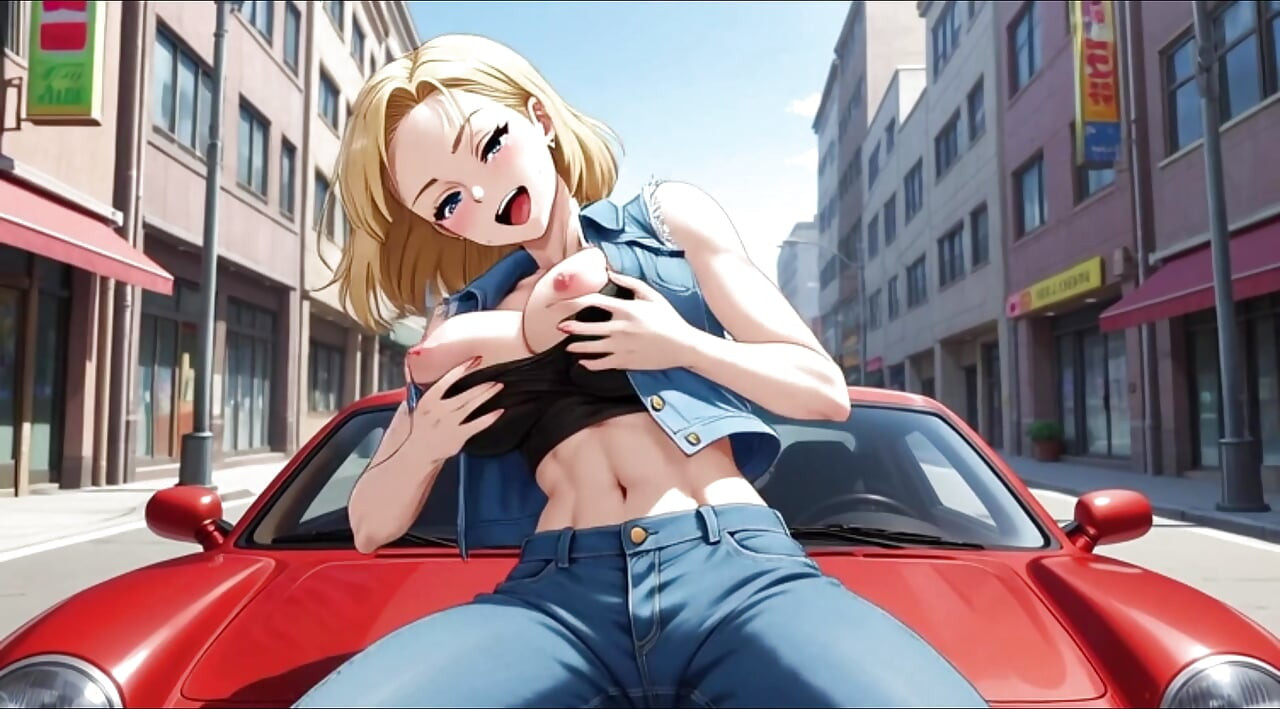Android 18 retar sin perfekta kropp i heta extremt förföriska erotiska poser i Dragon Ball 3D vuxna animationer