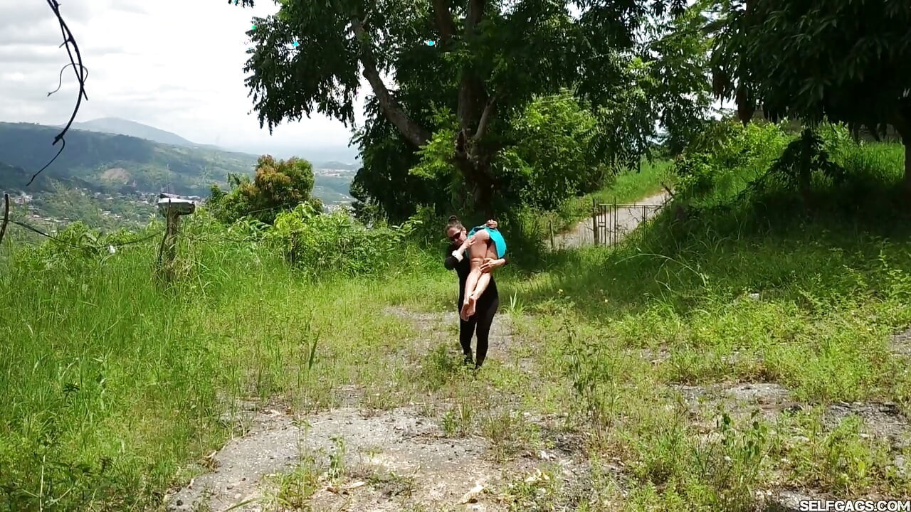 Captured Princess Hogtied Weak in Outdoor Bondage