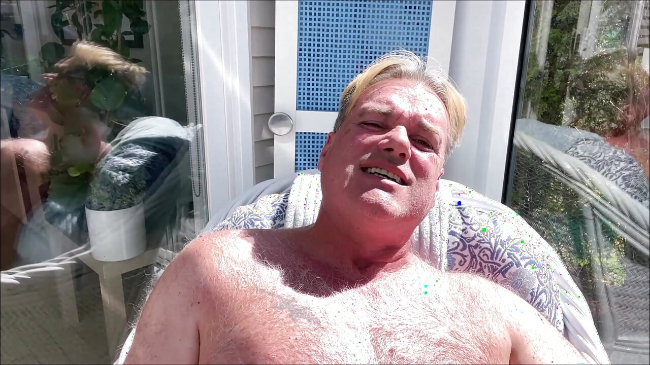 HUNK DADDY BEAR NAKED SUNBATHING IN THE VERANDA 2