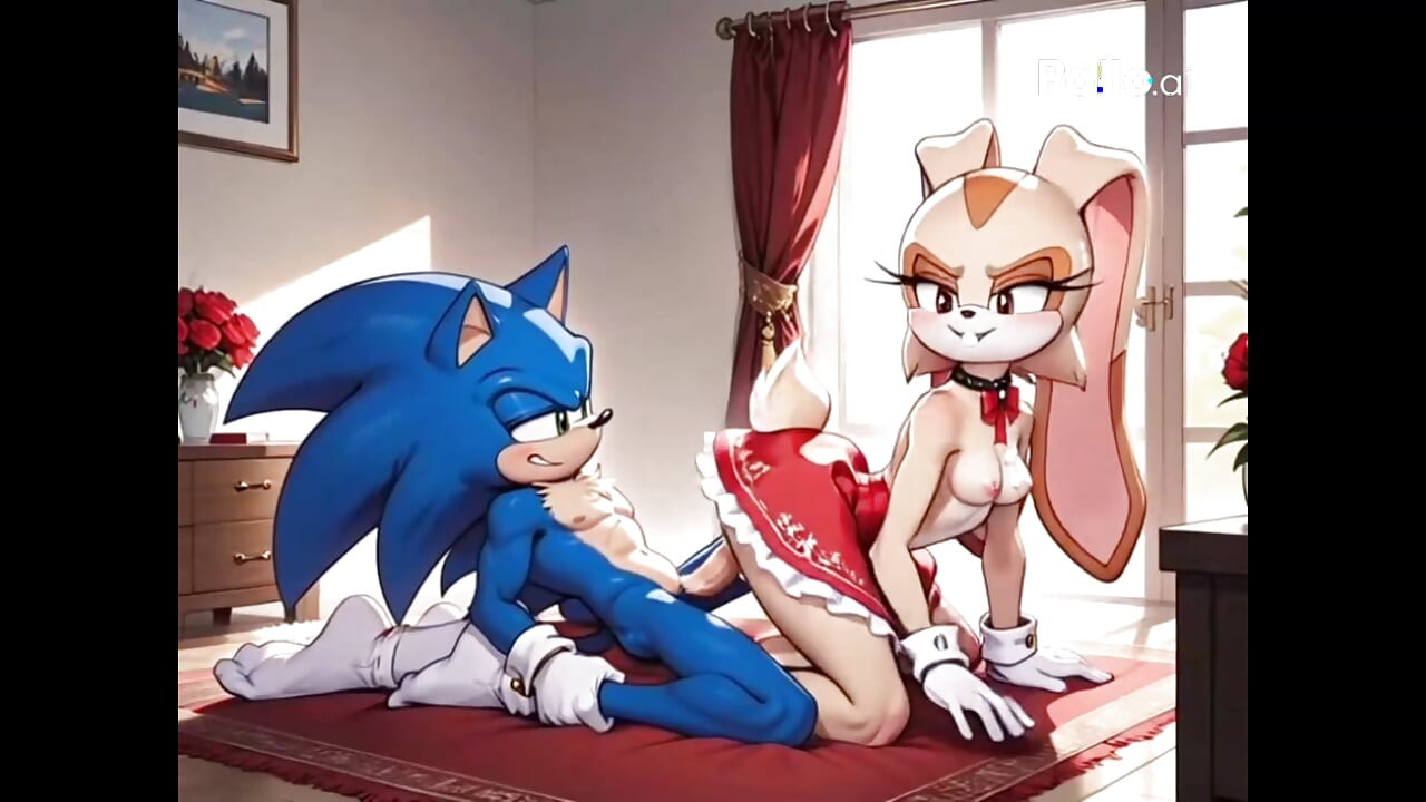 Bayan Sonic ile yapay zeka hedgehog futa partisi