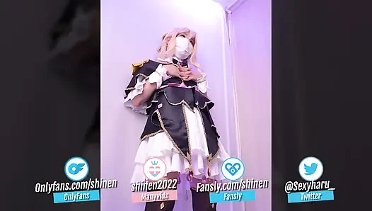 Cute Asian Femboy Arcana Shadow Cosplayer from Precure locked in Chastity Device gets a tight Wedgie and Vibrator orgasm