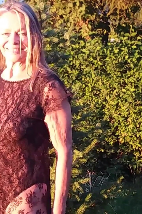 Granny Is Wearing a Sheer Bodysuit Outside