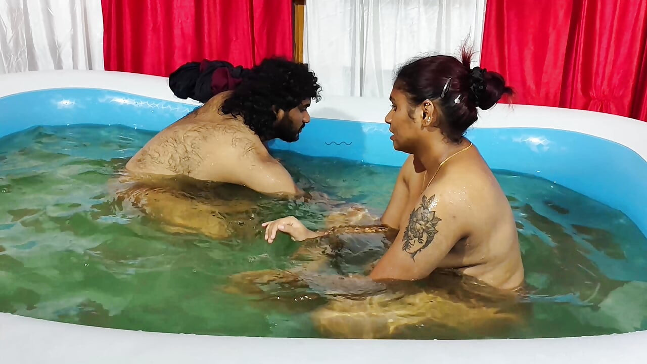 Couple bathing in pool
