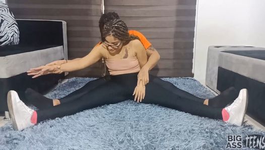Cute Stepmother doing yoga is helped by crafty stepson who finally fucks her in the ass