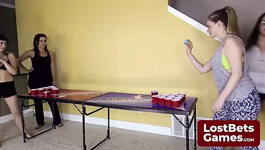 One daring Strip Air Pong move has an opponent's shot go wild