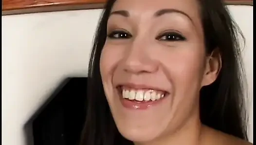 Cute sucking horny stud huge dick after rubbing her pussy