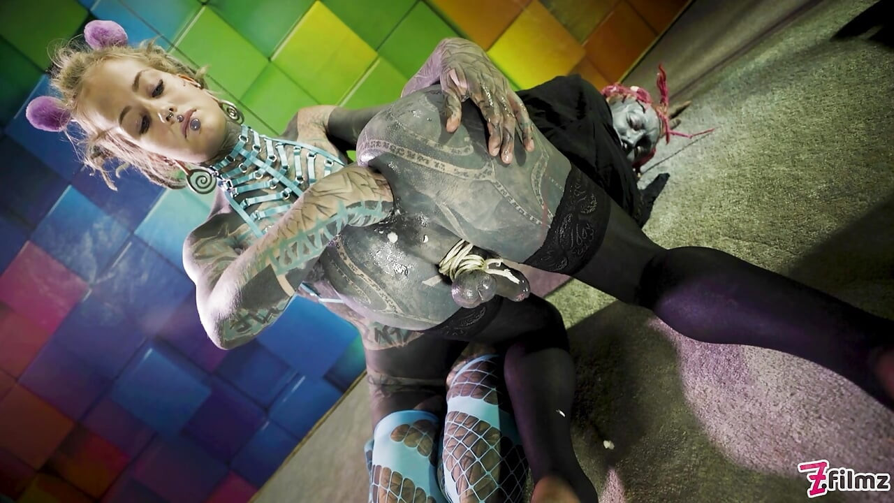 Heavily tattooed trans Lily Lu gets anal fisted