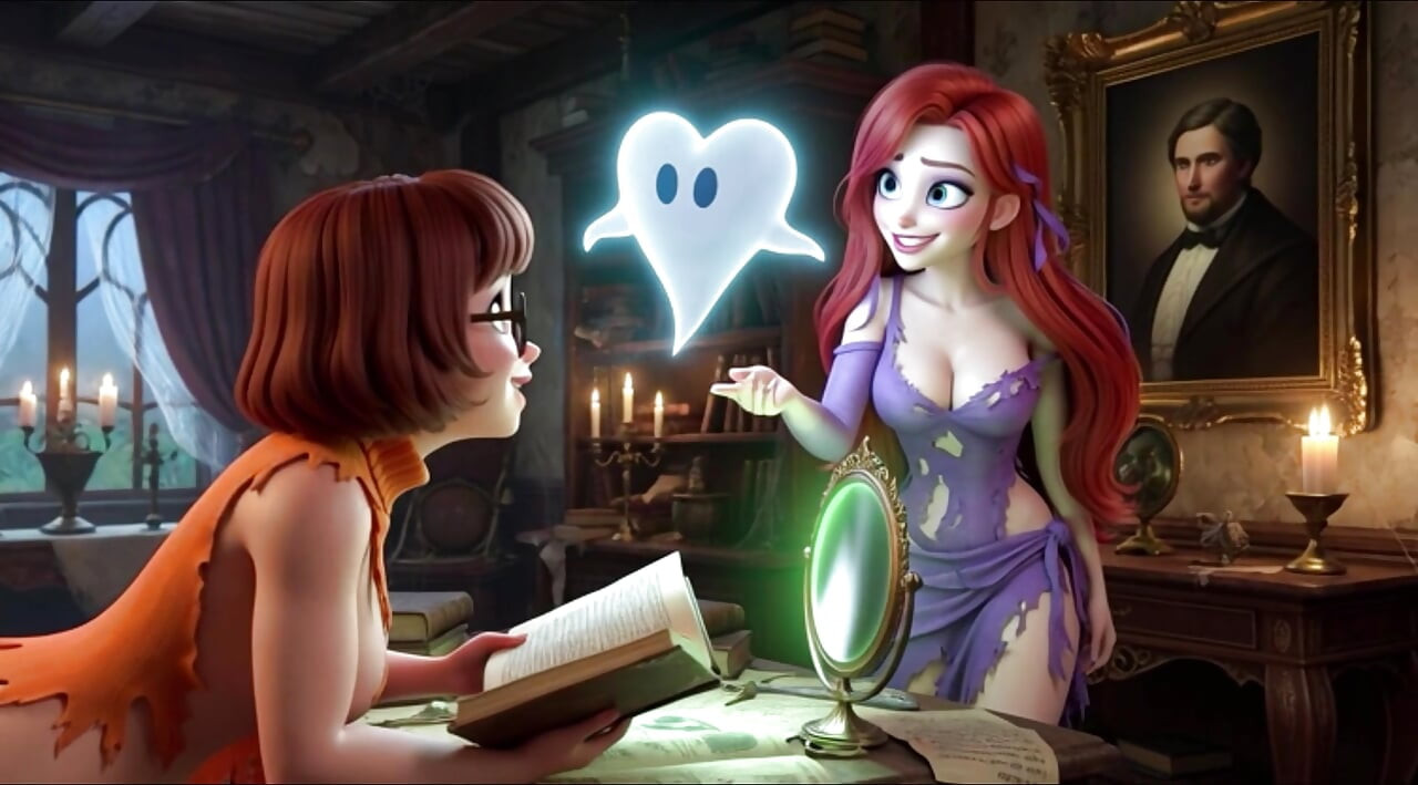 Velma dan daphne menjadi bugil di rumah hantu misteri hantu berhantu saat baju mereka merobek selama penyelidikan