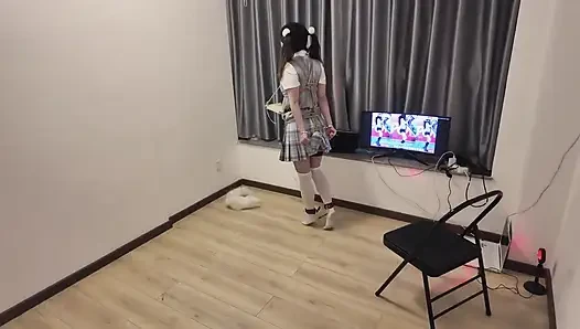 Hs021-an Asian Girl in School Uniform Was Disciplined