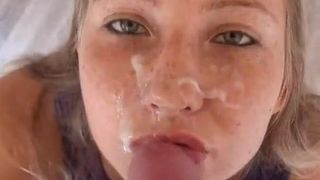 Blonde cum on face