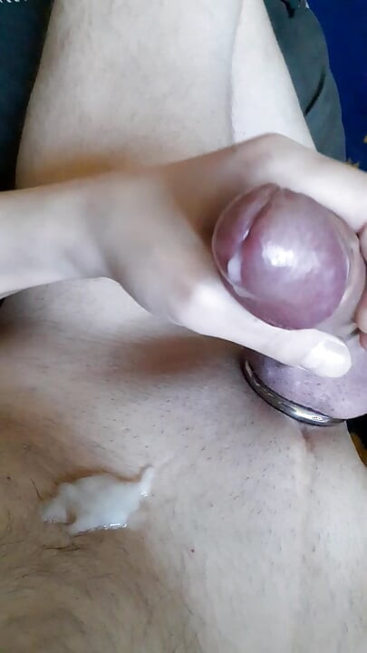 Cum of twitching cock hands-free
