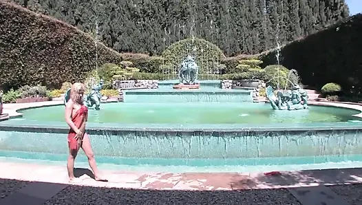 Busty MILF fucked in the ass by the pool