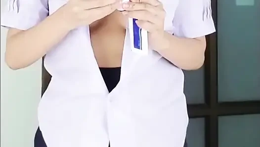 A sexually aroused high school girl was playing with her genitals using a vibrator in front of the school bathroom. RealThaiSolo