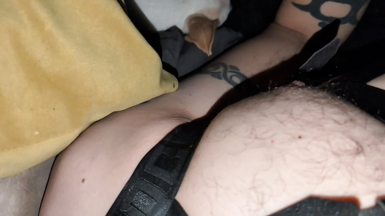 Showing off Harness, Thong, Revealing a Big Floppy White Cock Slow Motion
