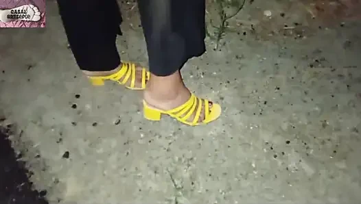 Mel showing off in public on the side of the road 13