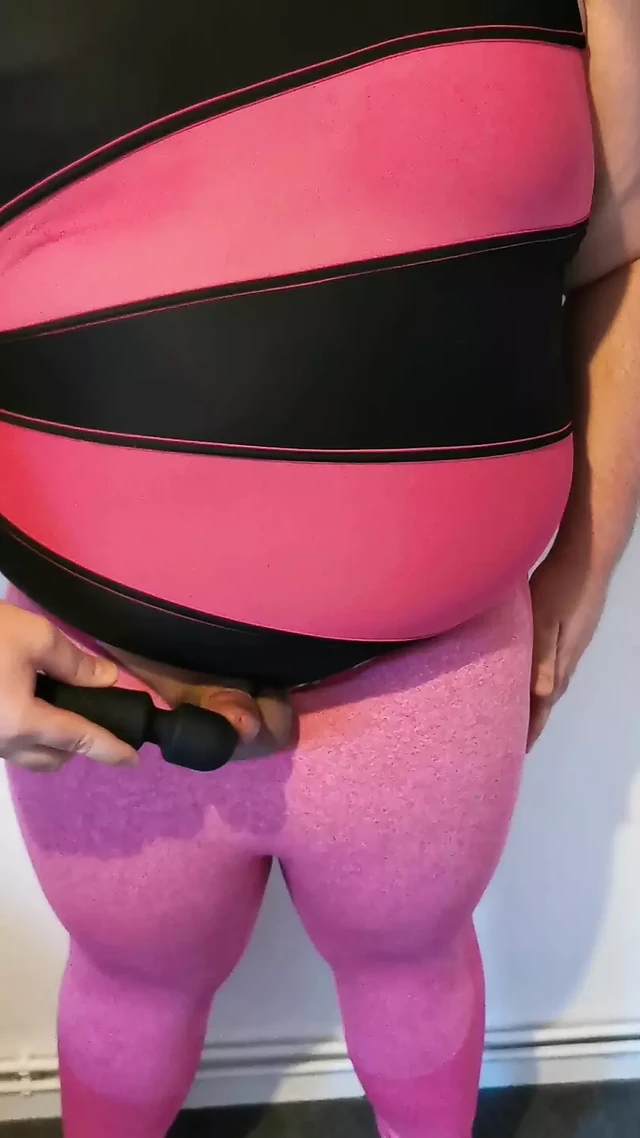 -Viewer request- Fat guy lets his little cock cum on me in my swimsuit and leggings.