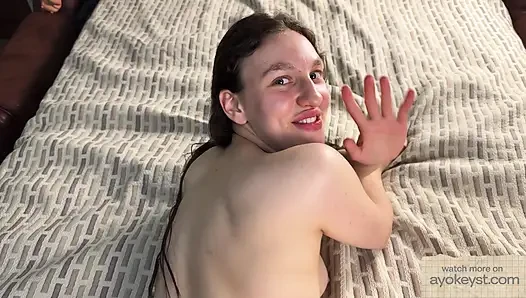 Passionate homemade sex. Hottie Cums Loudly and Gets Cum On Her Ass