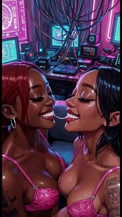 Krásné lesbičky jazyk a líbání fetiš, ai animace