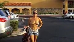 Milf flashes in parking lot