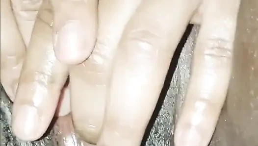 Stroking Her Pussy with the Dildo!