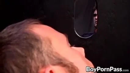 Horny dudes jerking off their dicks in a glory hole session