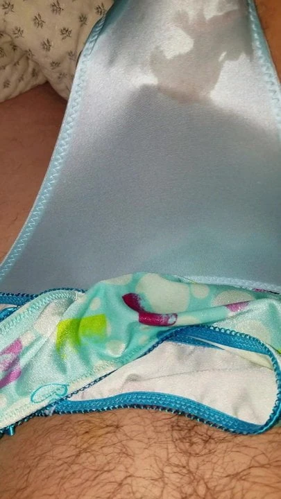 Stroking in a new satin bikini