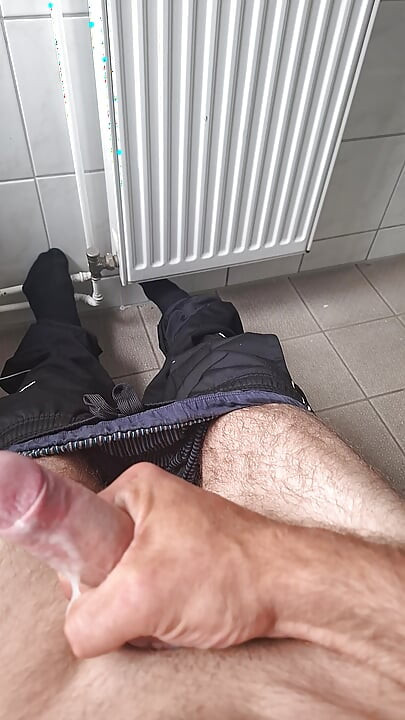 Jerking off alone in the bathroom