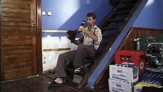 Mature Busty with Hairy Pussy Fucked and Cummed in Mouth in the Back of the Pub