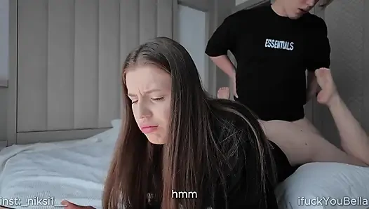 I was doing my homework and ignoring my stepbrother, and he banged me in every hole