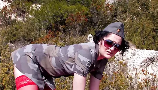Soldier girl anal fucked in nature
