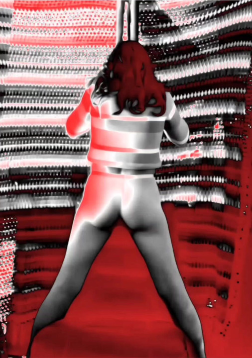 Filtro vermelho e preto do lado de fora na minha meia-calça provocando