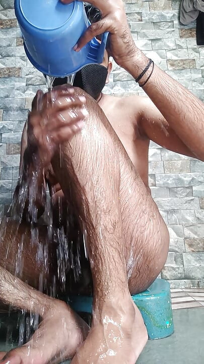 A boy remove pubic hair on the bathroom with bathing full video
