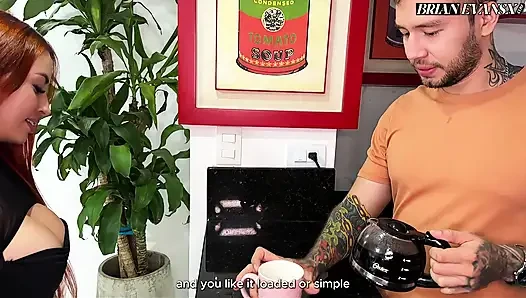 Colombian red hairhead Andrea Castro has another date with Brian Evansx - coffee and lots of sex