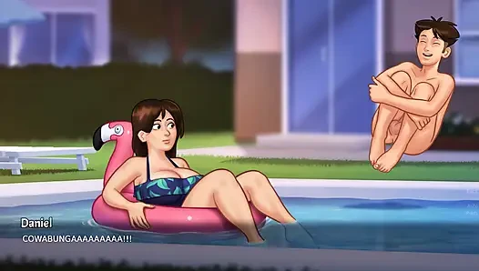 Summertime Saga - Sexy Busty Milf in swimsuit gets fucked in the pool