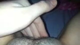 Amateur rubs her hairy pussy