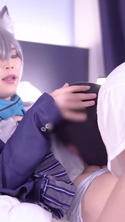 Powerful moment from "Enjoying Rough sex with Blue Archive Shiroko cosplayer, hentai shemale Femboy Crossdresser cosplay 1"