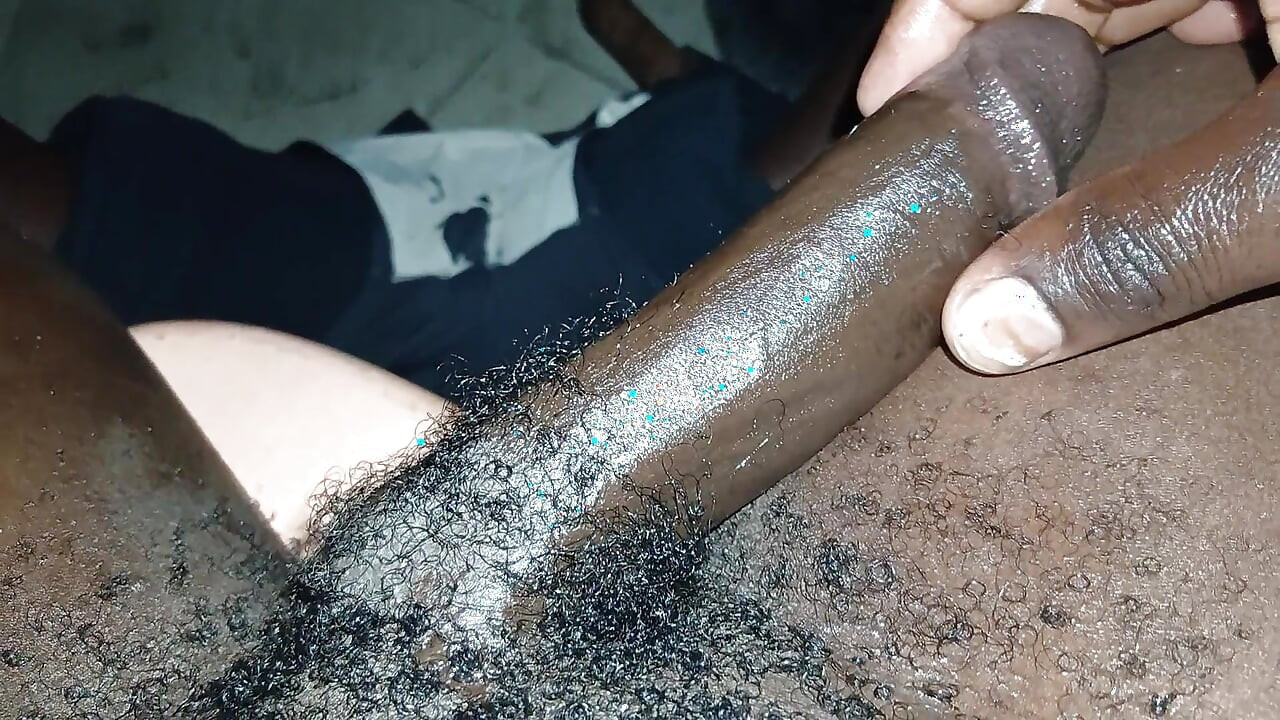 Hairy cock handjob