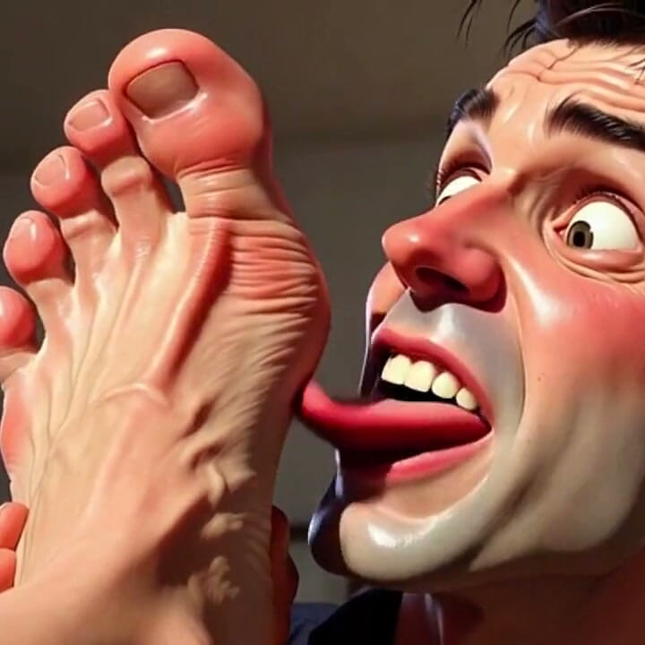 Submissive Foot Slave Licking Big Feet