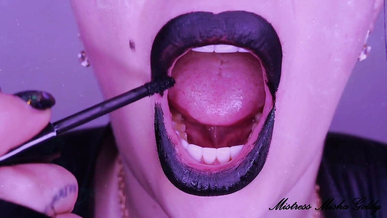 Glossy black lips get total control over you! Mesmerizing JOI