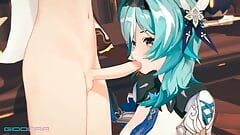 Eula Lawrence - hentai Genshin, impacto mamada y sexo en cuatro - mmd 3d - giddora - color de cabello azul editar smixix