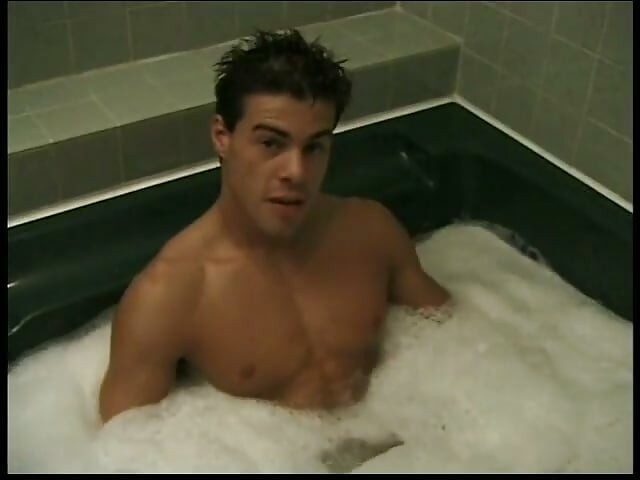 Young lad has a sensual bath then goes to bed to play with his tool