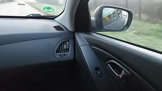 Mature woman in nylon stockings teases taxi driver in the morning on the way to the office