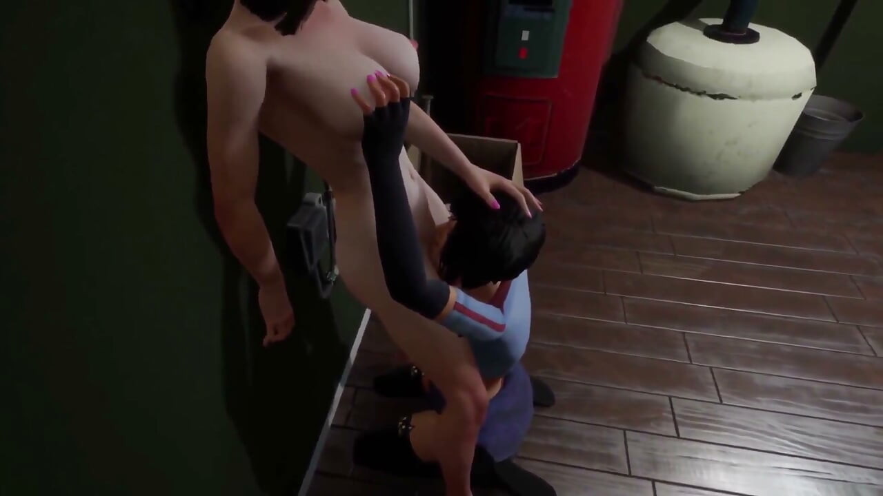 Lesbians in the boiler room: 3D porn