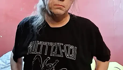 Old Ugly tranny strips and pleasures self