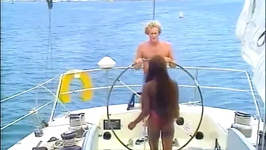 Blonde couple sucking licking in the yacht