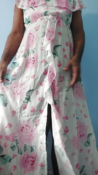 I'm masterbating wearing Split Roses Chiffon Seethrough Silk Frock
